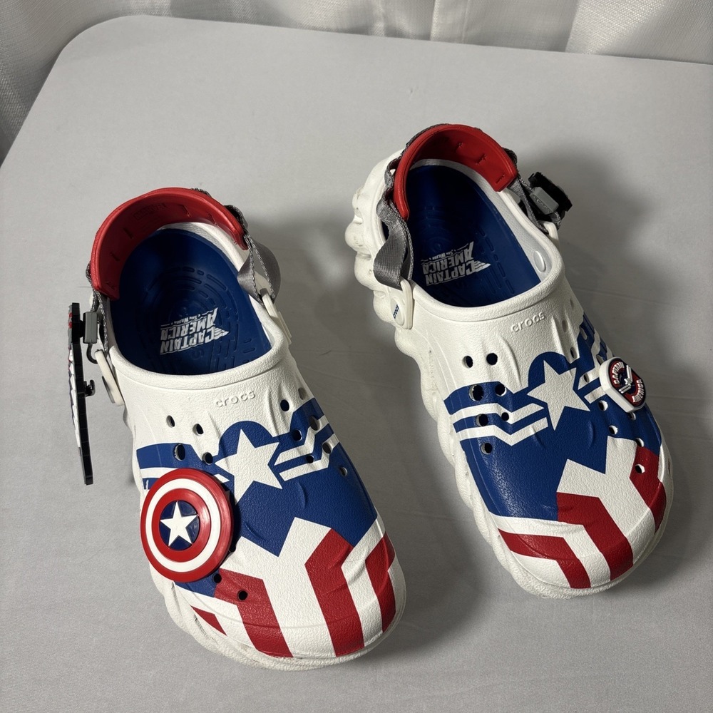 Crocs Marvel Captain America Echo Clogs M6/W8 Unisex Slip On Shoes Comfort